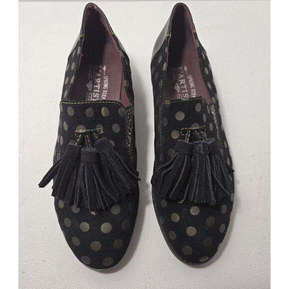 L’Artiste Klasik Women’s Loafers Spring Step Black Polka Dot Suede/Leather EU 38 - Picture 2 of 9